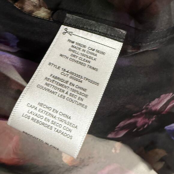 Equipment Femme Boleyn Sheer Silk Blouse True Black Multicolor Floral Size XS - Picture 10 of 11